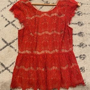 Anthrologie Maeve Lace Peplum Top